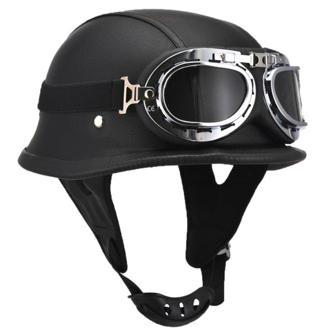 German Style Motorcycle Half Helmet with Goggles