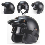 Leather Helmets open face Chopper Bike helmet