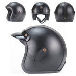 Leather Helmets open face Chopper Bike helmet